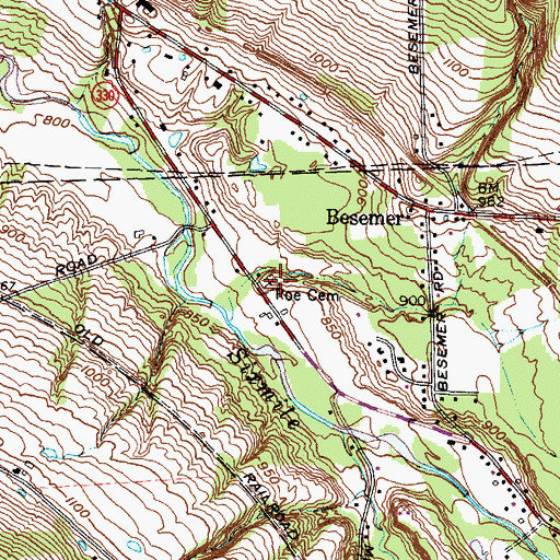 Topographic Map of Roe Cemetery, NY
