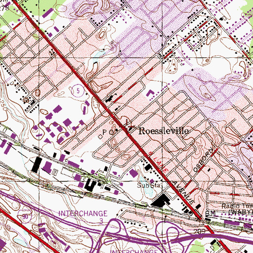 Topographic Map of Roessleville, NY