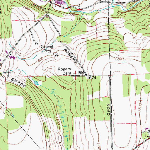 Topographic Map of Rogers Cemetery, NY