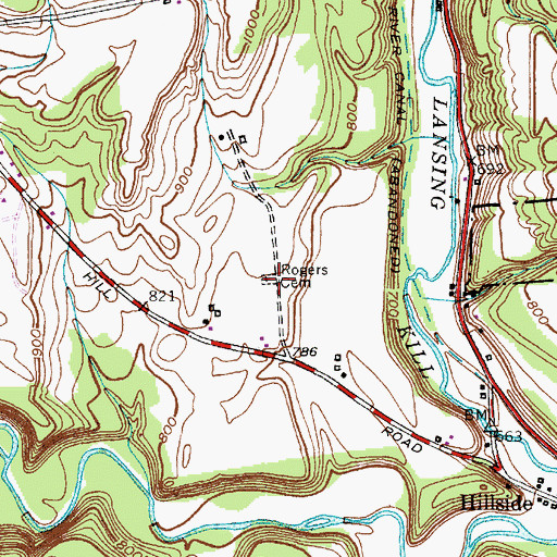 Topographic Map of Rogers Cemetery, NY