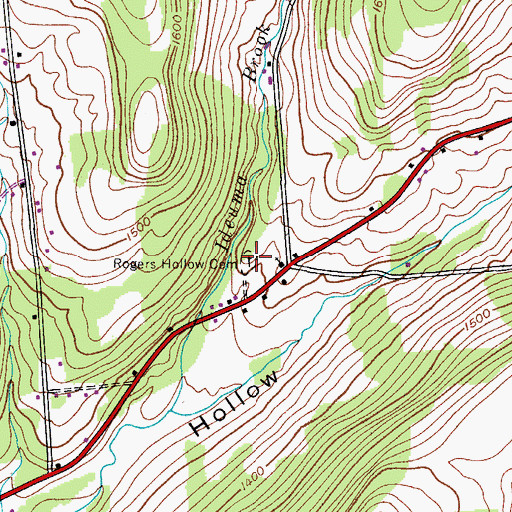 Topographic Map of Rogers Hollow Cemetery, NY