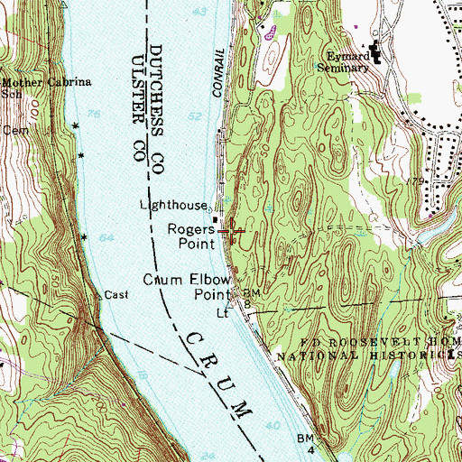 Topographic Map of Rogers Point, NY