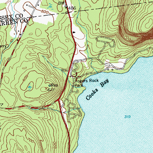 Topographic Map of Rogers Rock Park, NY