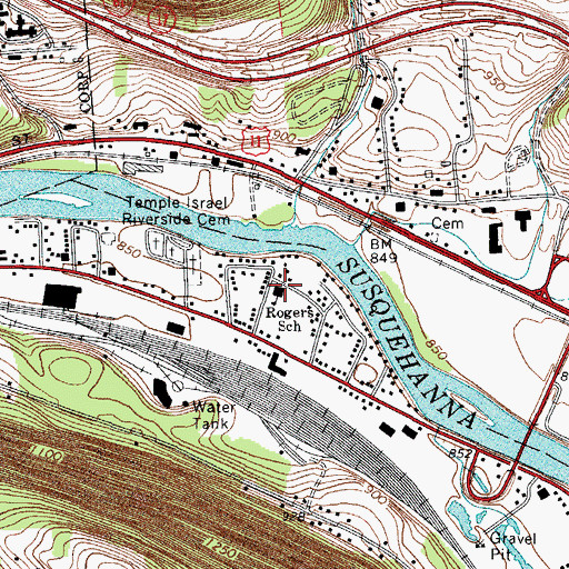 Topographic Map of Rogers School, NY