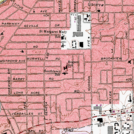 Topographic Map of Rogers Middle School, NY