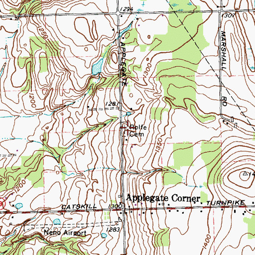 Topographic Map of Rolfe Cemetery, NY