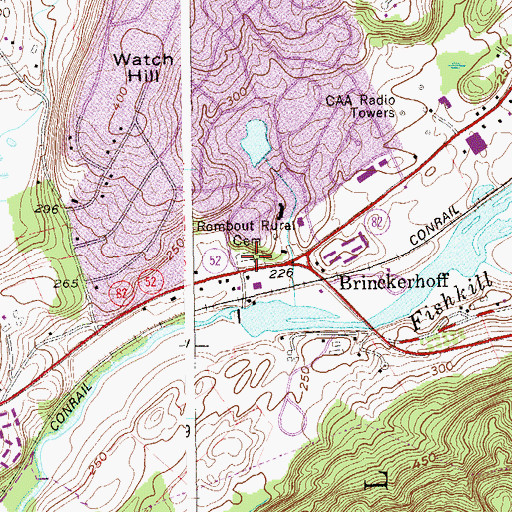 Topographic Map of Rombout Rural Cemetery, NY