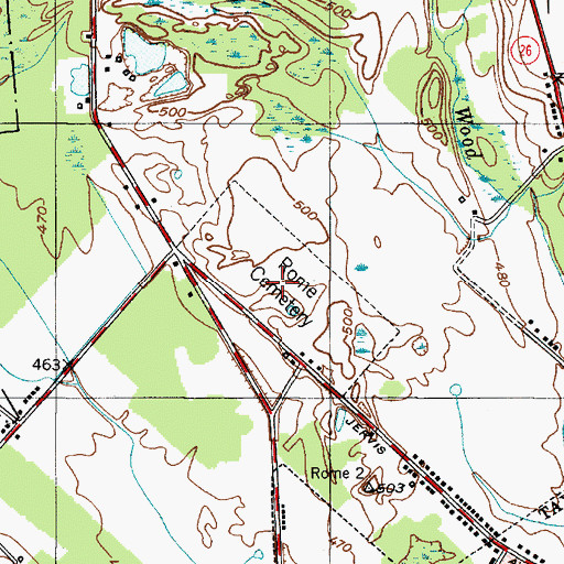 Topographic Map of Rome Cemetery, NY