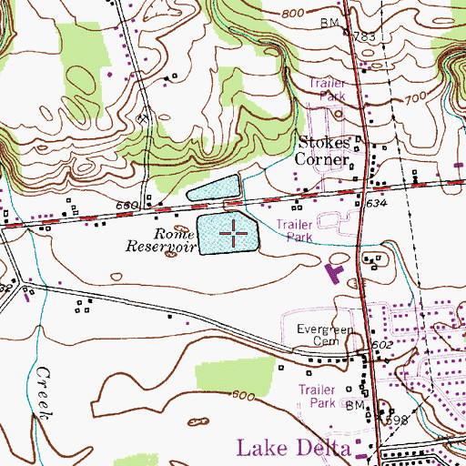 Topographic Map of Rome Reservoir, NY
