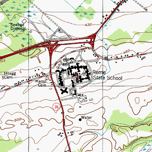 Topographic Map of Rome State School (historical), NY