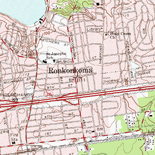Topographic Map of Ronkonkoma, NY