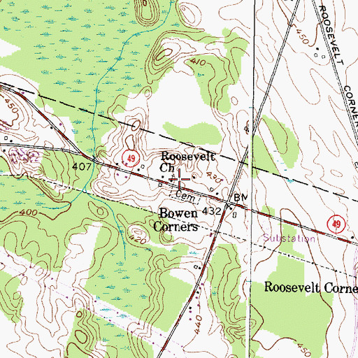 Topographic Map of Roosevelt Church, NY