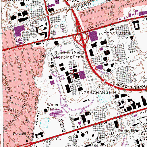 Topographic Map of Roosevelt Field Shopping Center, NY