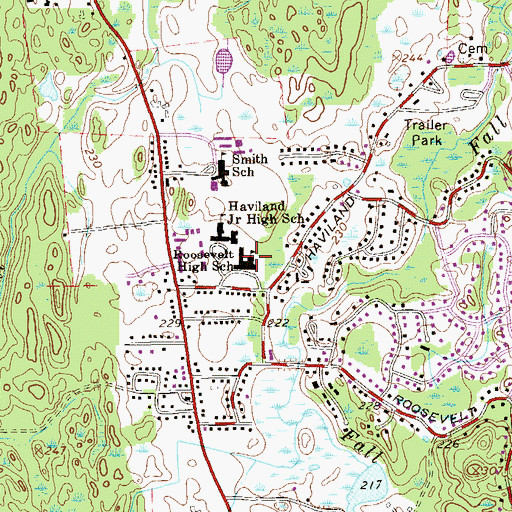 Topographic Map of Roosevelt High School, NY