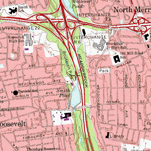 Topographic Map of Roosevelt Park, NY