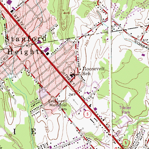 Topographic Map of Roosevelt School, NY