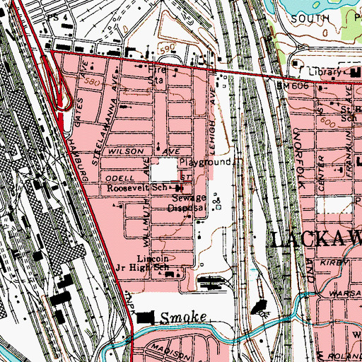 Topographic Map of Roosevelt School, NY