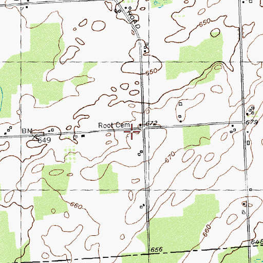 Topographic Map of Root Cemetery, NY