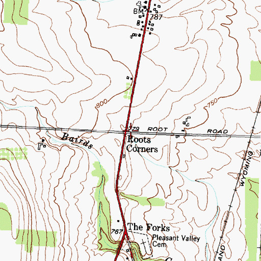 Topographic Map of Roots Corners, NY