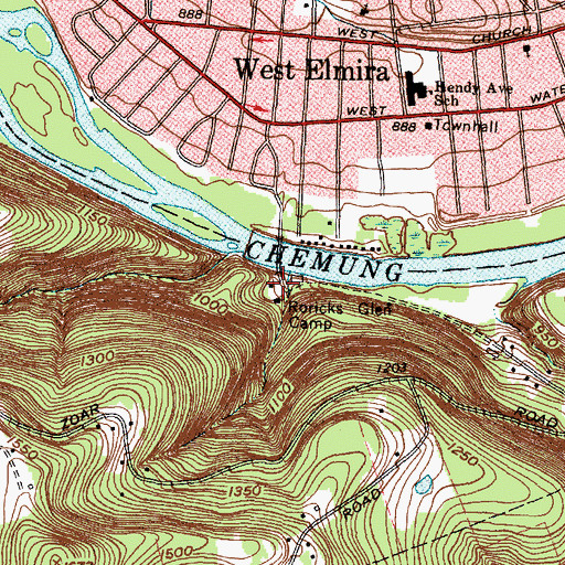 Topographic Map of Roricks Camp, NY
