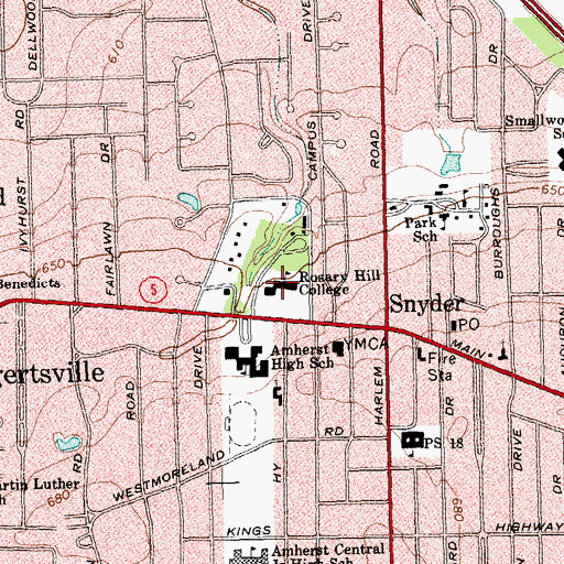 Topographic Map of Daemen College, NY