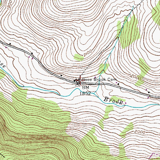 Topographic Map of Roses Brook Cemetery, NY