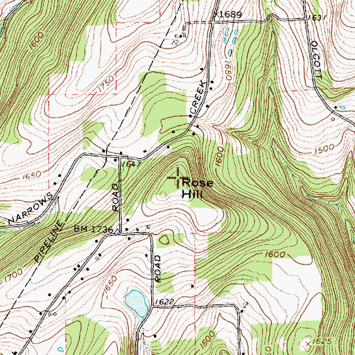 Topographic Map of Rose Hill, NY