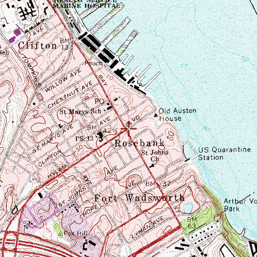 Topographic Map of Rosebank, NY