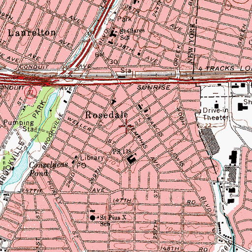 Topographic Map of Rosedale, NY