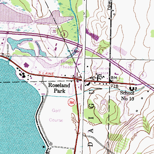 Topographic Map of Roseland Park, NY