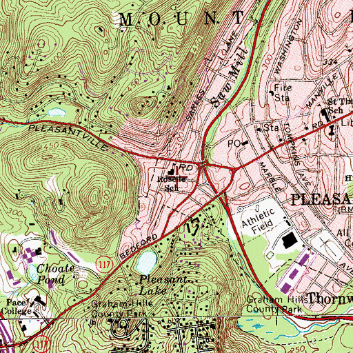 Topographic Map of Roselle School, NY