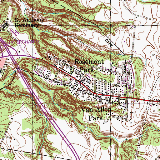 Topographic Map of Rosemont Park, NY