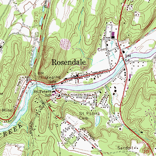 Topographic Map of Rosendale, NY