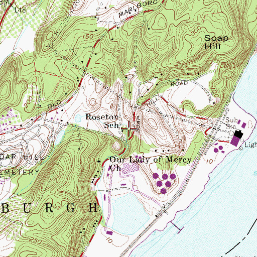 Topographic Map of Roseton School, NY