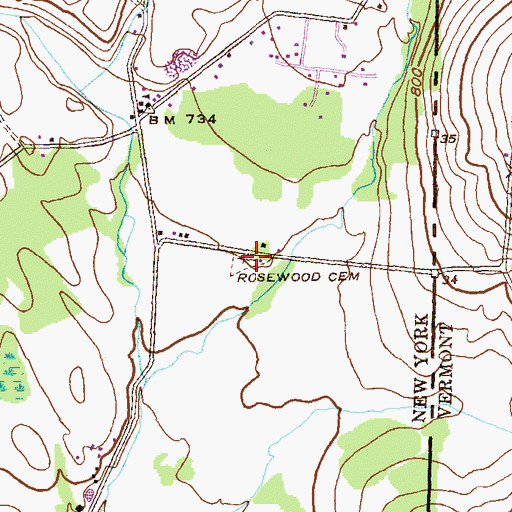 Topographic Map of Rosewood Cemetery, NY