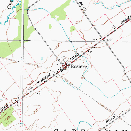 Topographic Map of Rosiere, NY