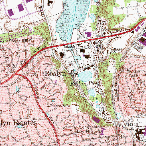 Topographic Map of Roslyn, NY
