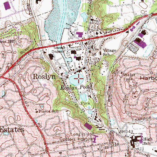 Topographic Map of Roslyn Pond, NY