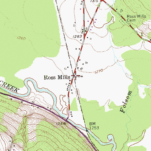 Topographic Map of Ross Mills, NY