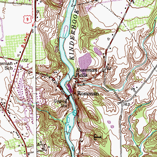 Topographic Map of Rossman Falls, NY