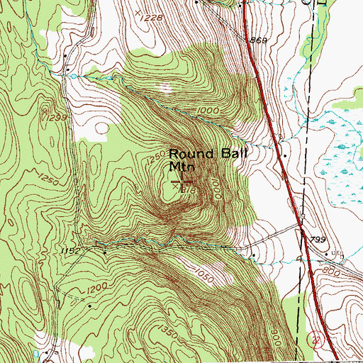 Topographic Map of Round Ball Mountain, NY