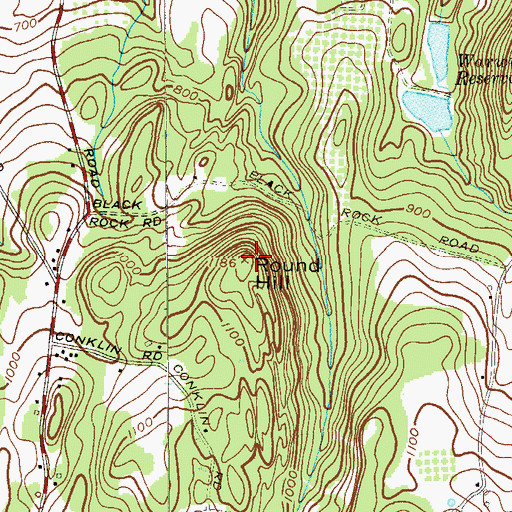 Topographic Map of Round Hill, NY