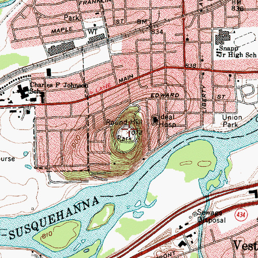 Topographic Map of Round Hill Park, NY