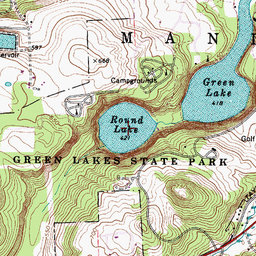 Topographic Map of Round Lake, NY