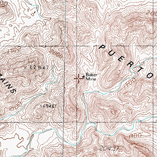 Topographic Map of Baker Mine, AZ