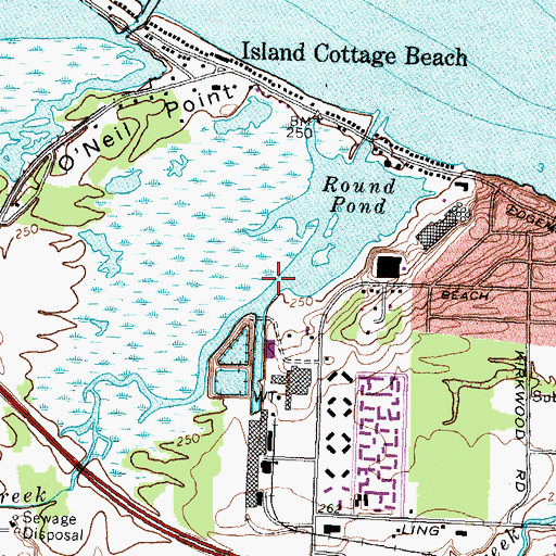 Topographic Map of Round Pond Creek, NY