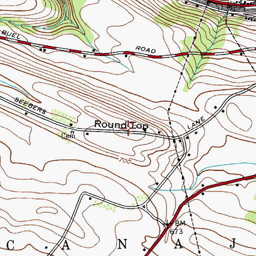 Topographic Map of Round Top, NY