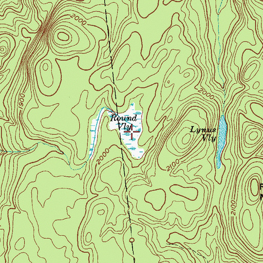 Topographic Map of Round Vly, NY