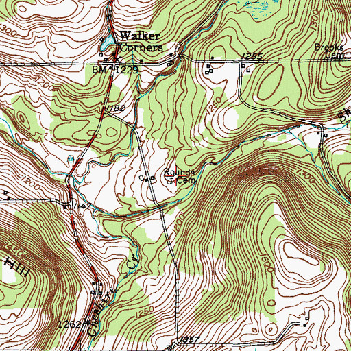 Topographic Map of Rounds Cemetery, NY