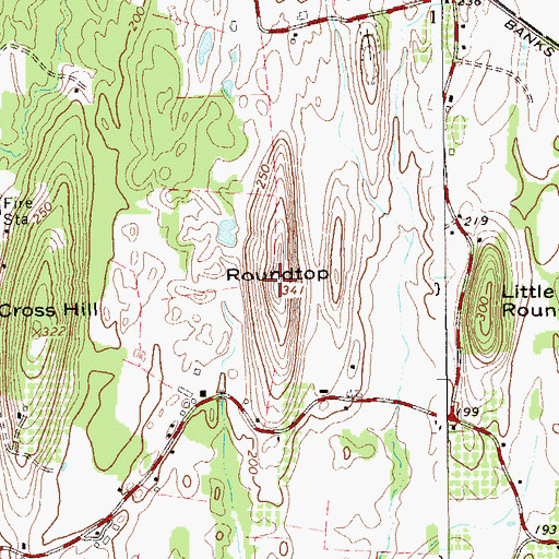 Topographic Map of Roundtop, NY